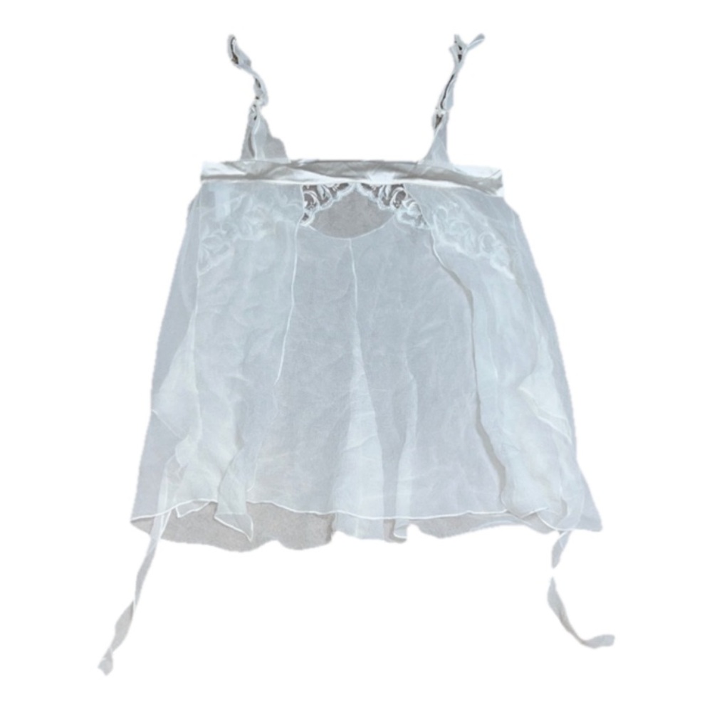La Perla Silk Camisole Sheer Floral Embroidered Ribbon Tie Straps 3 / M